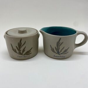 Chatham Pottery Stoneware "Rosemary" Sugar and Creamer Dish